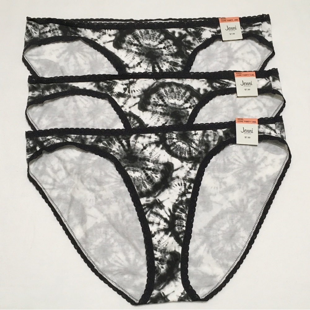 3- Jenni Intimates Women's XXXL Tie Dye Black Underwear Bikini Panty